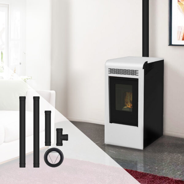 Pack poêle à granulés canalisable Vulcano + Kit d'installation sortie arrière 15 kw